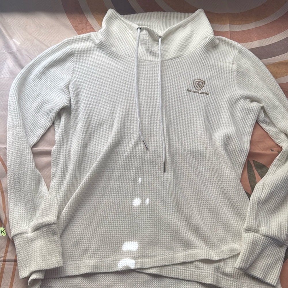 3/$10 Straight Down Off White Waffle Knit Long Sleeve